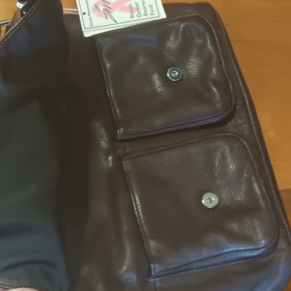 NWT Brown Leather Satchel Flap Closure Shoulder bag - Picture 5 of 8